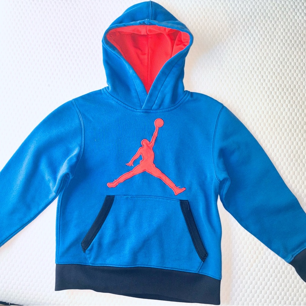 Jordan Kids Blue and Orange Logo Hoodie